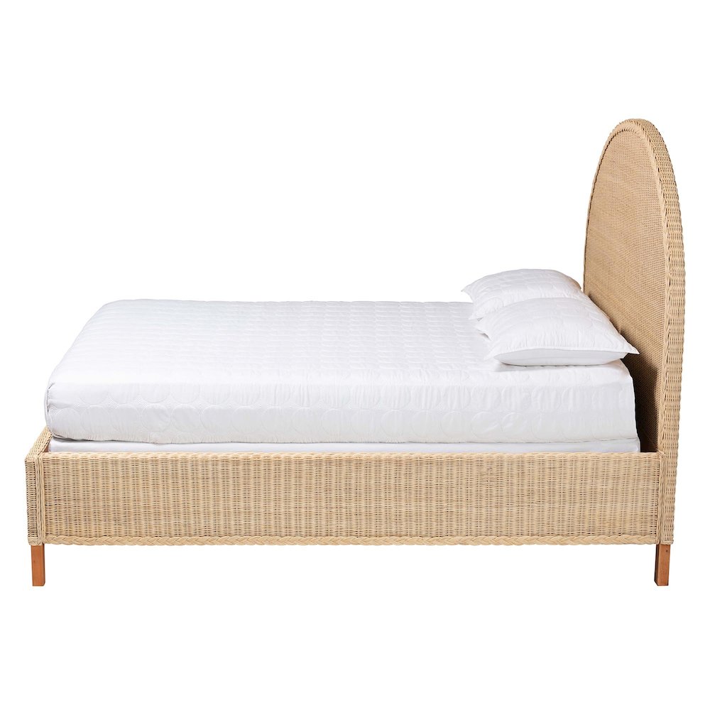 Lanica Japandi Sun-Bleached Braided Rattan Queen Size Bed. Picture 2