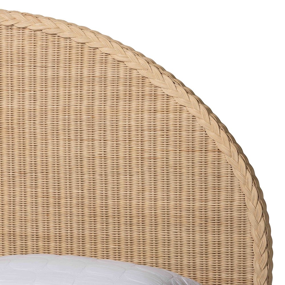 Lanica Japandi Sun-Bleached Braided Rattan Queen Size Bed. Picture 4