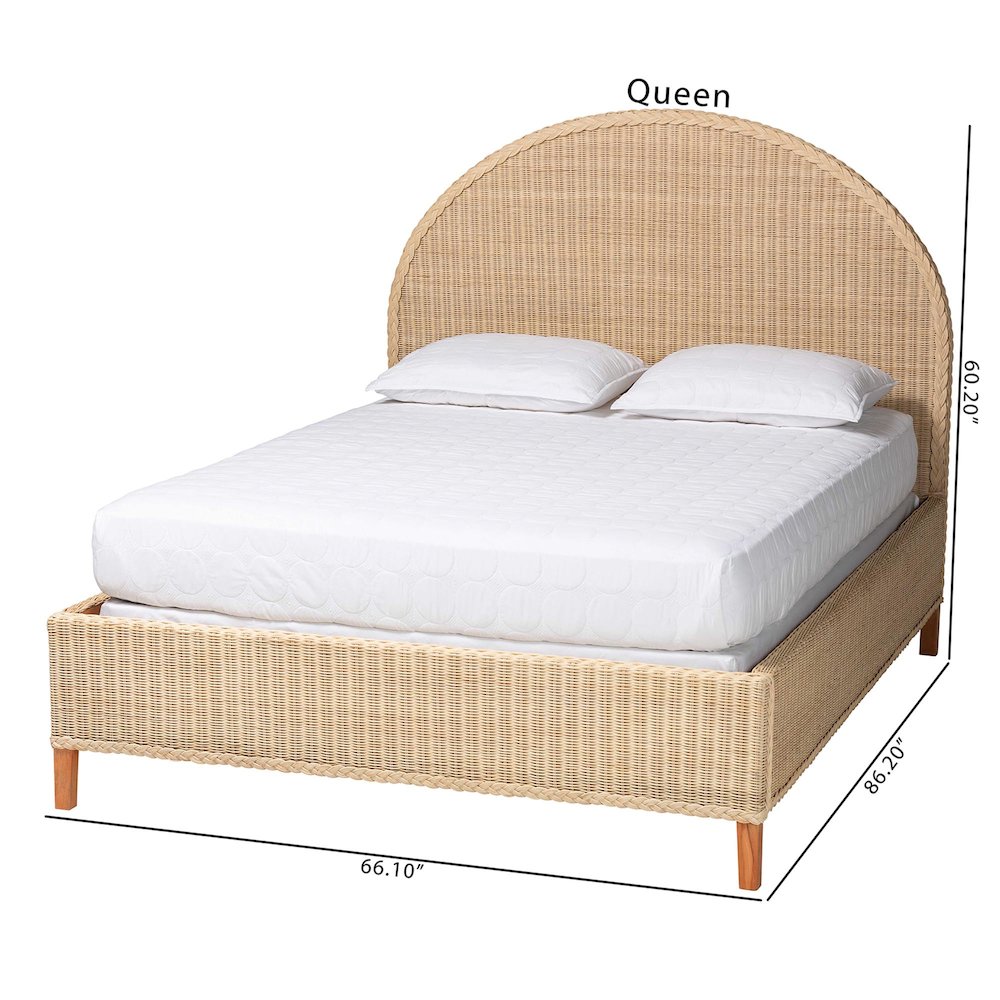 Lanica Japandi Sun-Bleached Braided Rattan Queen Size Bed. Picture 9