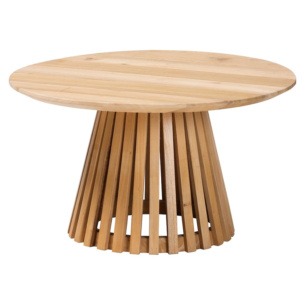 Caribic Modern Slatted Acacia Wood Coffee Table. Picture 1