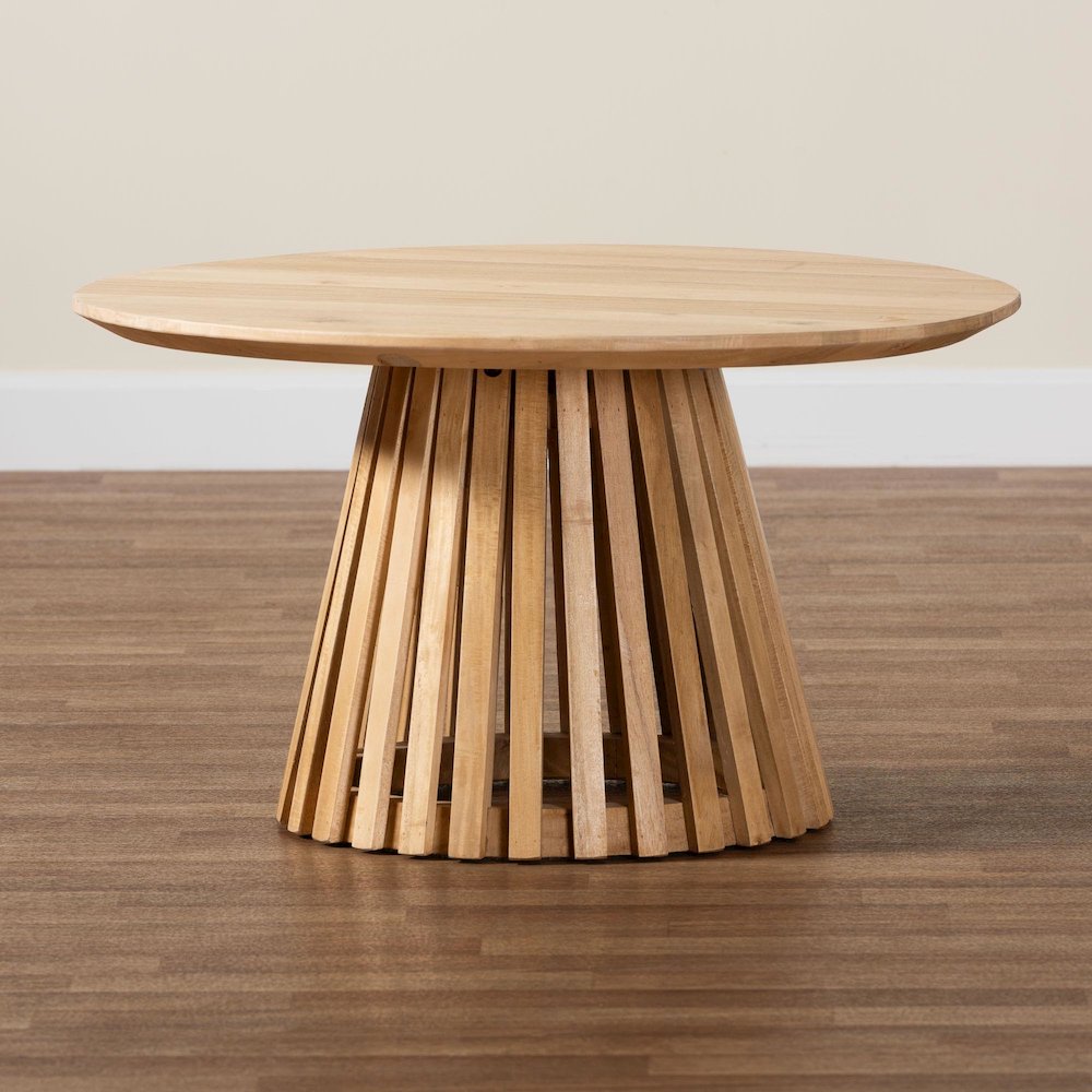 Caribic Modern Slatted Acacia Wood Coffee Table. Picture 5