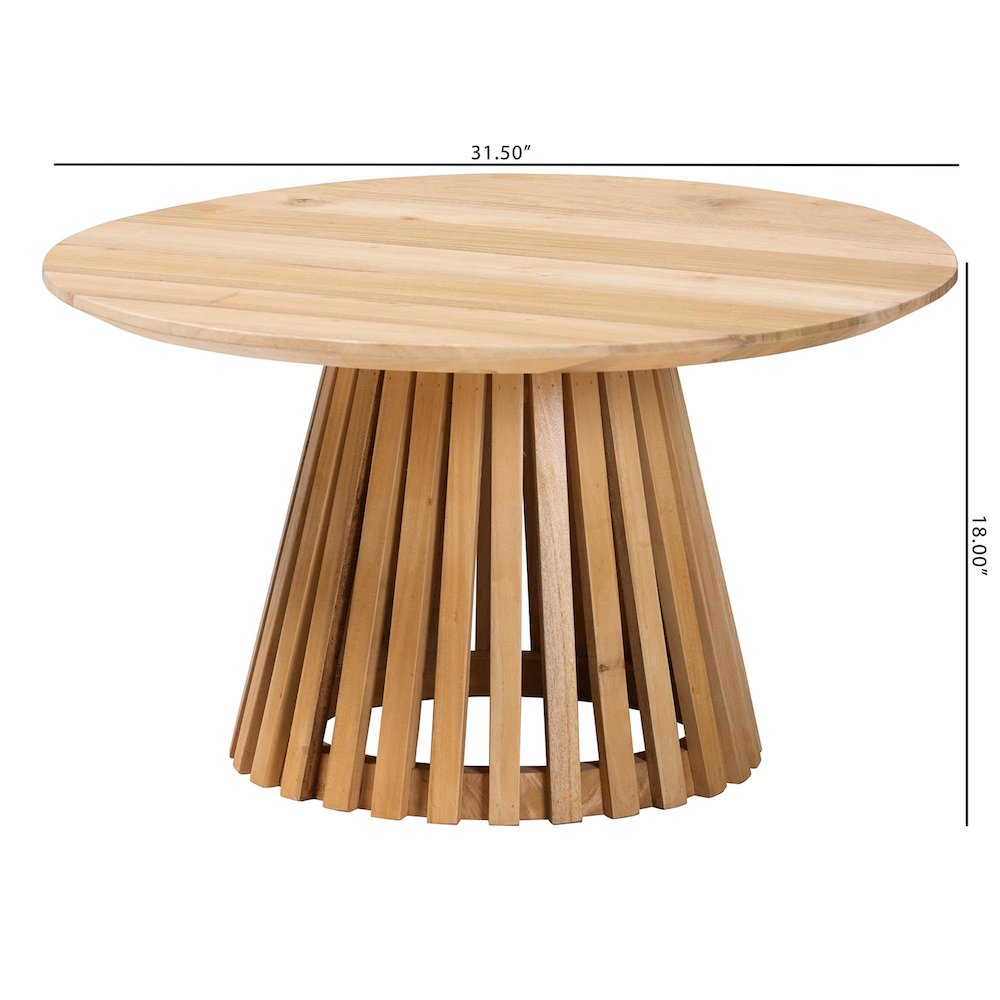 Caribic Modern Slatted Acacia Wood Coffee Table. Picture 6