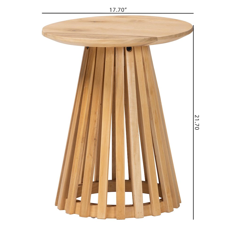Caribic Modern Slatted Acacia Wood End Table. Picture 7