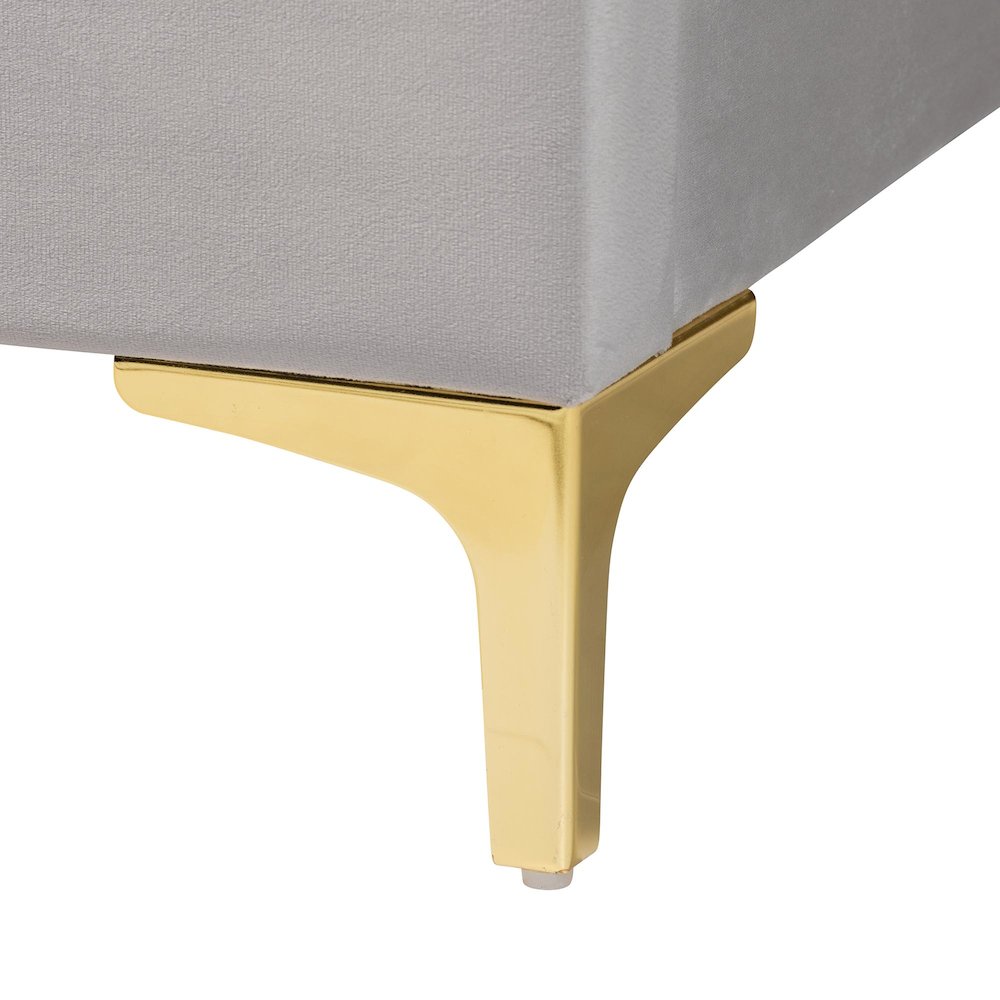 Glam and Luxe Light Grey Velvet Seashell-Headboard Queen Size Platform Bed. Picture 5