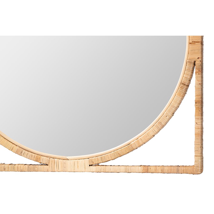Bayan Japandi Natural Rattan Wall Mirror. Picture 2