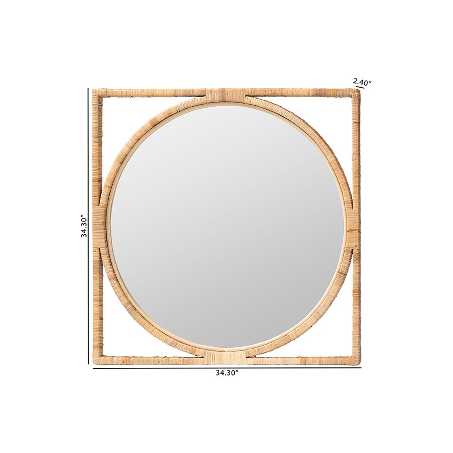Bayan Japandi Natural Rattan Wall Mirror. Picture 4
