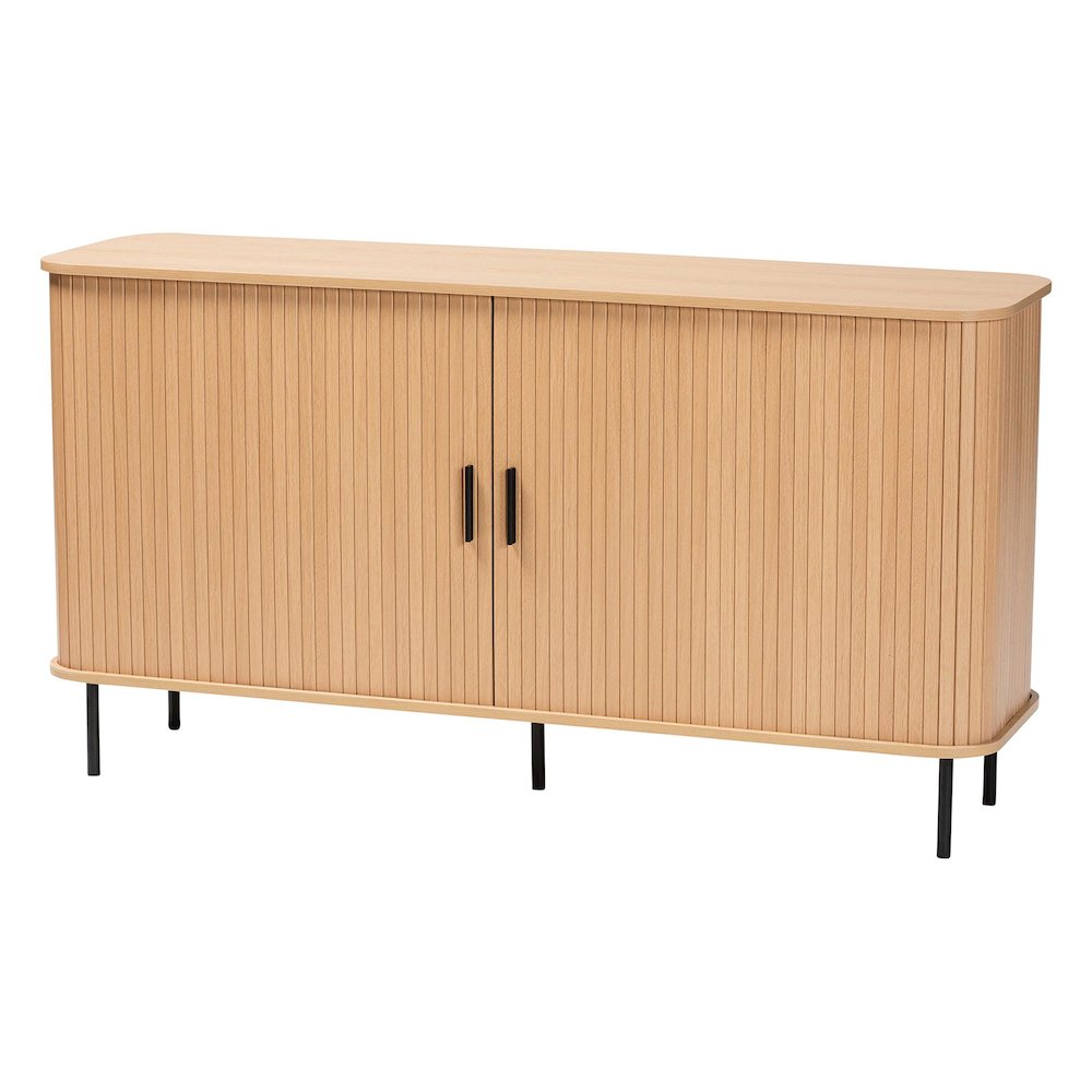 Baxton Studio Lucia Fluted Wood Sideboard - Mid-Century Modern Buffet Cabinet. Picture 2