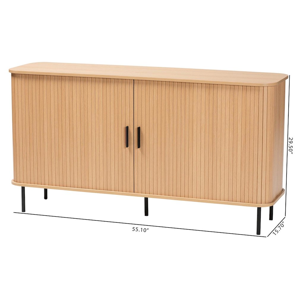 Baxton Studio Lucia Fluted Wood Sideboard - Mid-Century Modern Buffet Cabinet. Picture 10