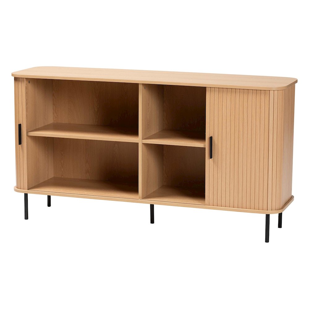 Baxton Studio Lucia Fluted Wood Sideboard - Mid-Century Modern Buffet Cabinet. Picture 1