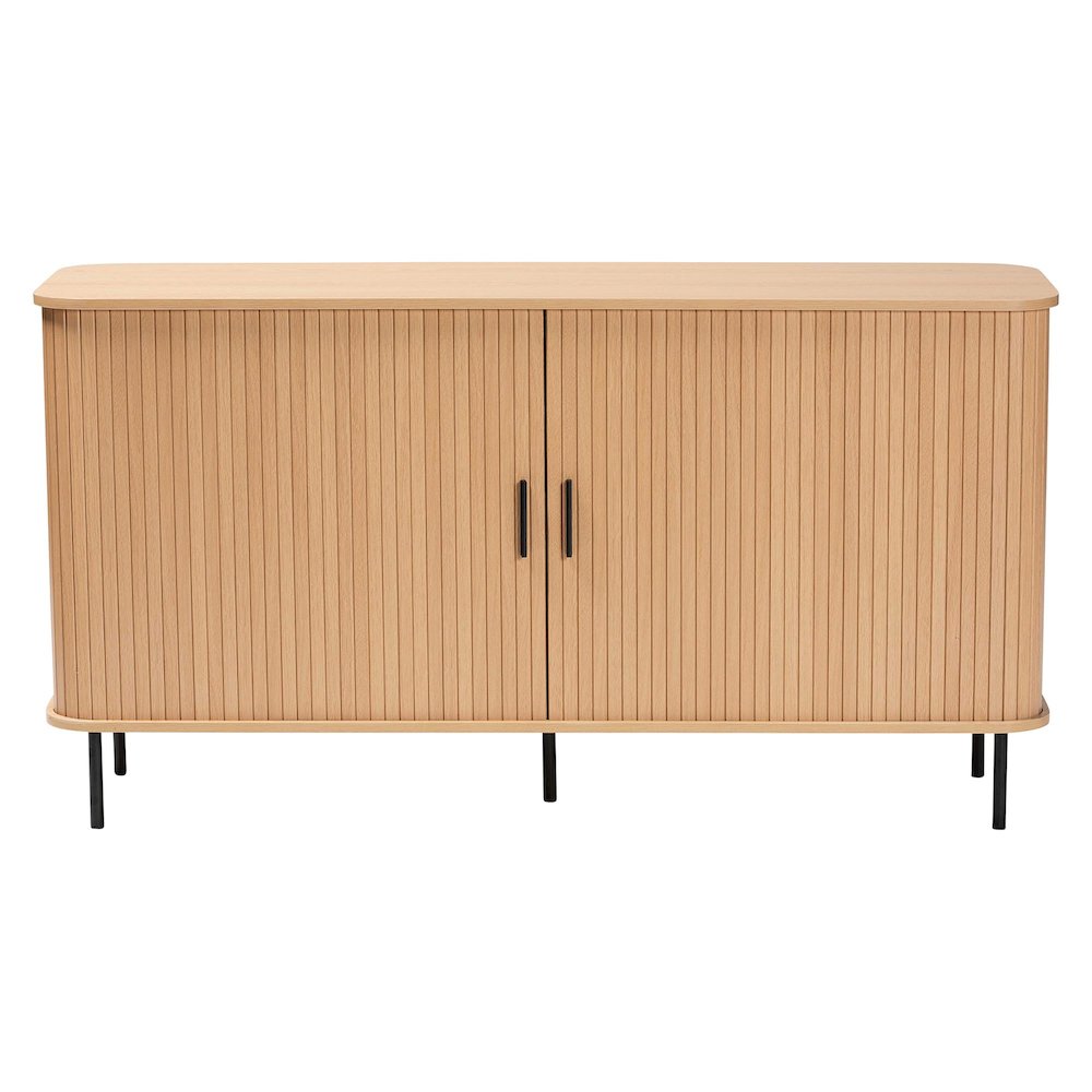 Baxton Studio Lucia Fluted Wood Sideboard - Mid-Century Modern Buffet Cabinet. Picture 3