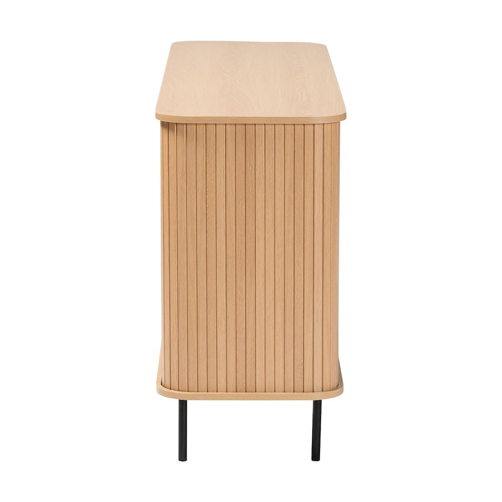 Baxton Studio Lucia Fluted Wood Sideboard - Mid-Century Modern Buffet Cabinet. Picture 4