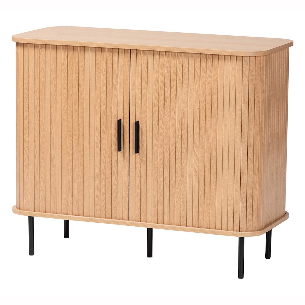 Baxton Studio Lucia Fluted Wood Storage Cabinet - Mid-Century Modern Sideboard. Picture 2