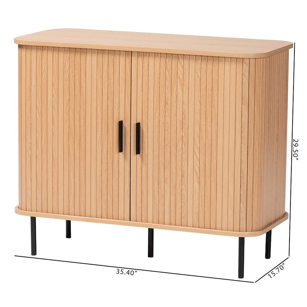 Baxton Studio Lucia Fluted Wood Storage Cabinet - Mid-Century Modern Sideboard. Picture 10