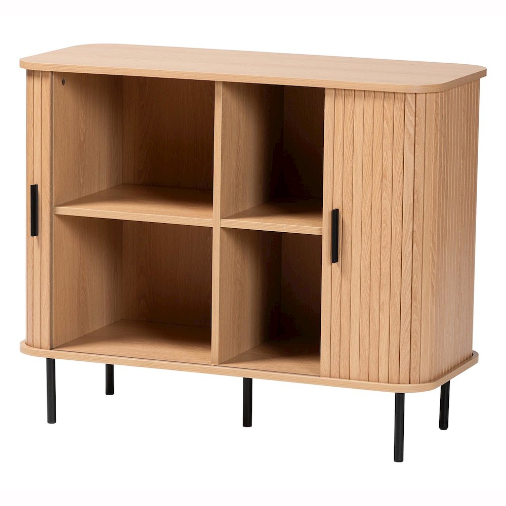 Baxton Studio Lucia Fluted Wood Storage Cabinet - Mid-Century Modern Sideboard. Picture 1