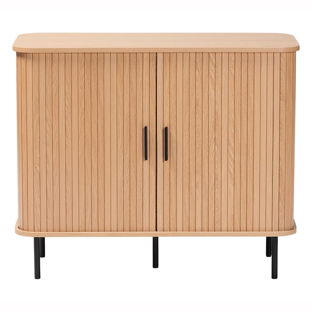 Baxton Studio Lucia Fluted Wood Storage Cabinet - Mid-Century Modern Sideboard. Picture 3