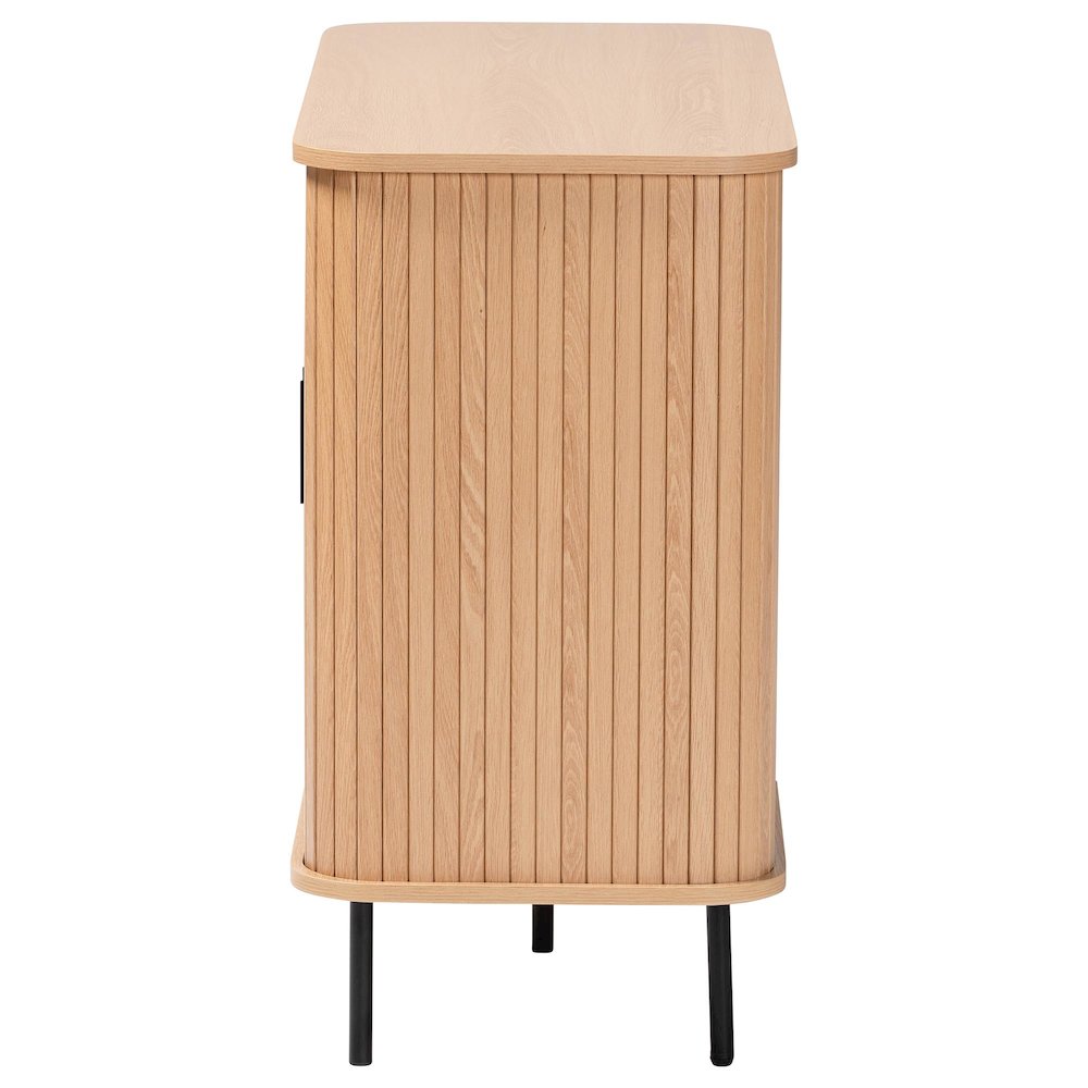 Baxton Studio Lucia Fluted Wood Storage Cabinet - Mid-Century Modern Sideboard. Picture 4