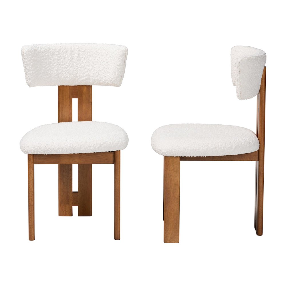 Kyren Modern Cream Boucle Dining Chair. Picture 3