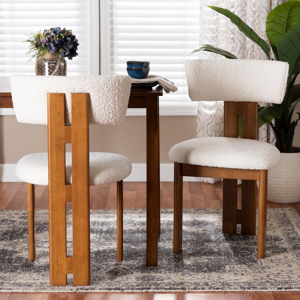 Kyren Modern Cream Boucle Dining Chair. Picture 7