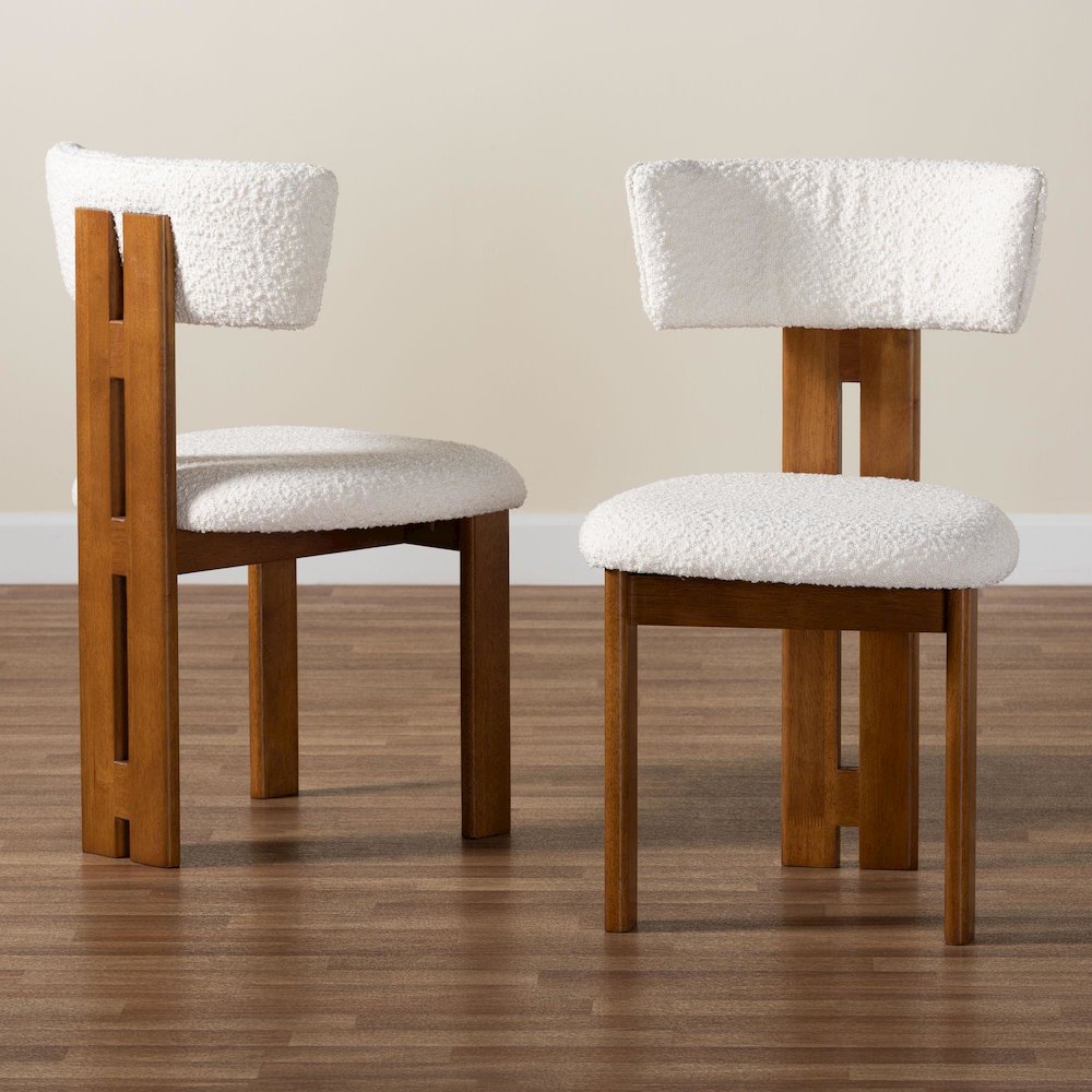 Kyren Modern Cream Boucle Dining Chair. Picture 8