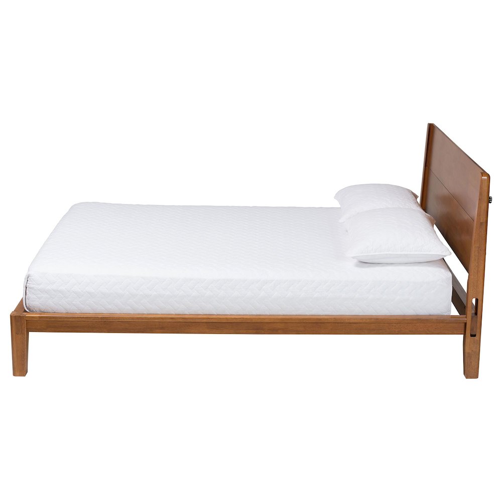 Aldith Japandi Walnut Brown Toolless Assembly Queen Platform Bed. Picture 2