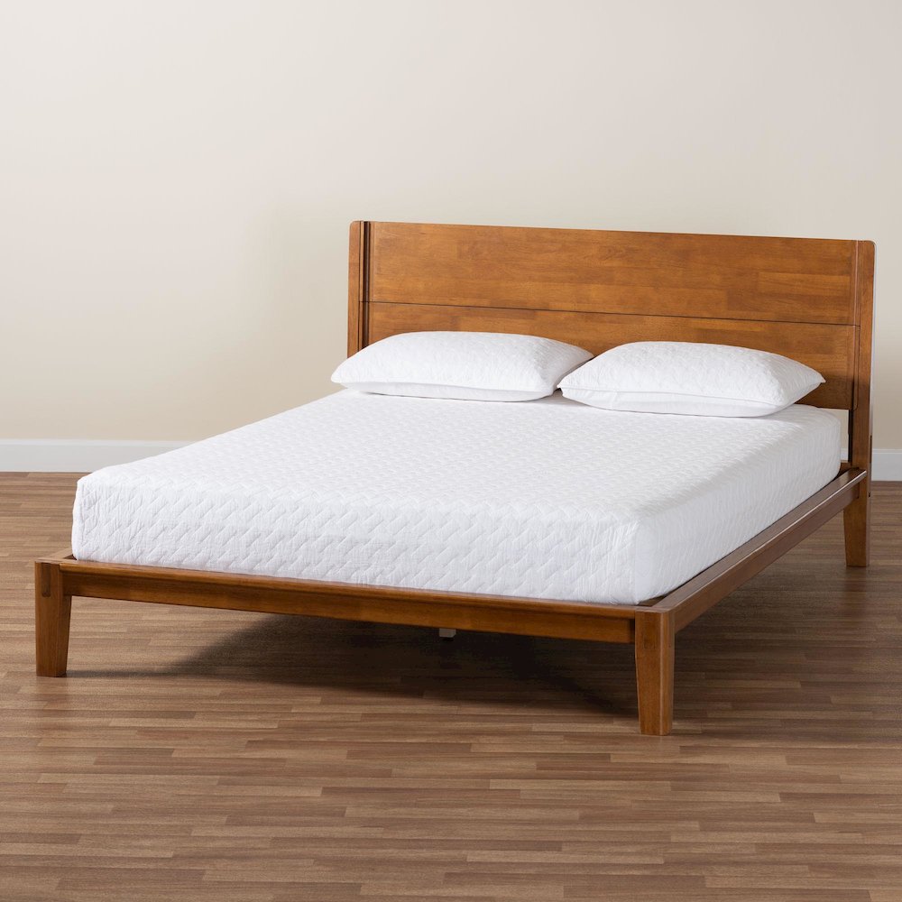 Aldith Japandi Walnut Brown Toolless Assembly Queen Platform Bed. Picture 8