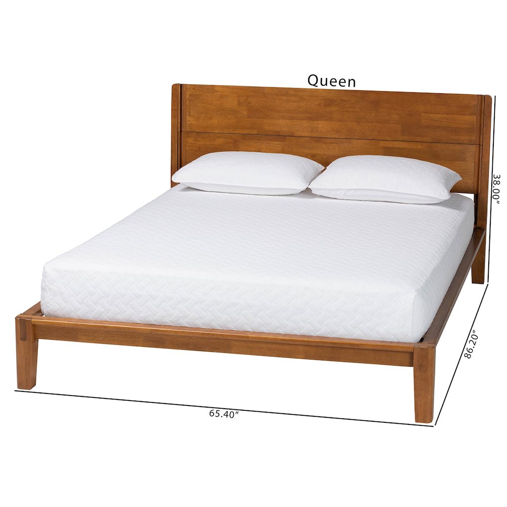 Aldith Japandi Walnut Brown Toolless Assembly Queen Platform Bed. Picture 9