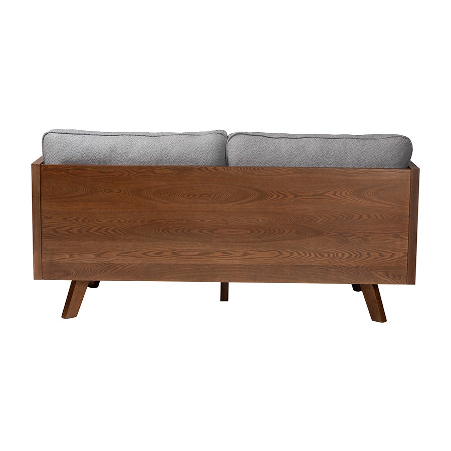 Uriel Mid-Century Modern Grey Boucle Fabric Sofa. Picture 4