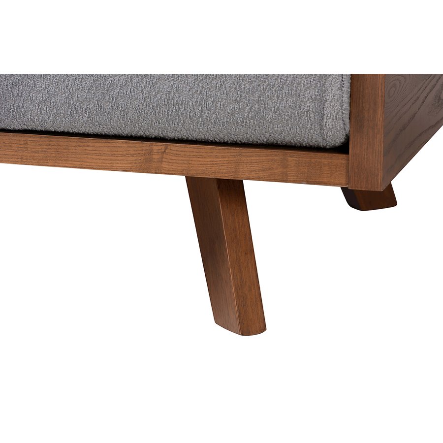 Uriel Mid-Century Modern Grey Boucle Fabric Sofa. Picture 6
