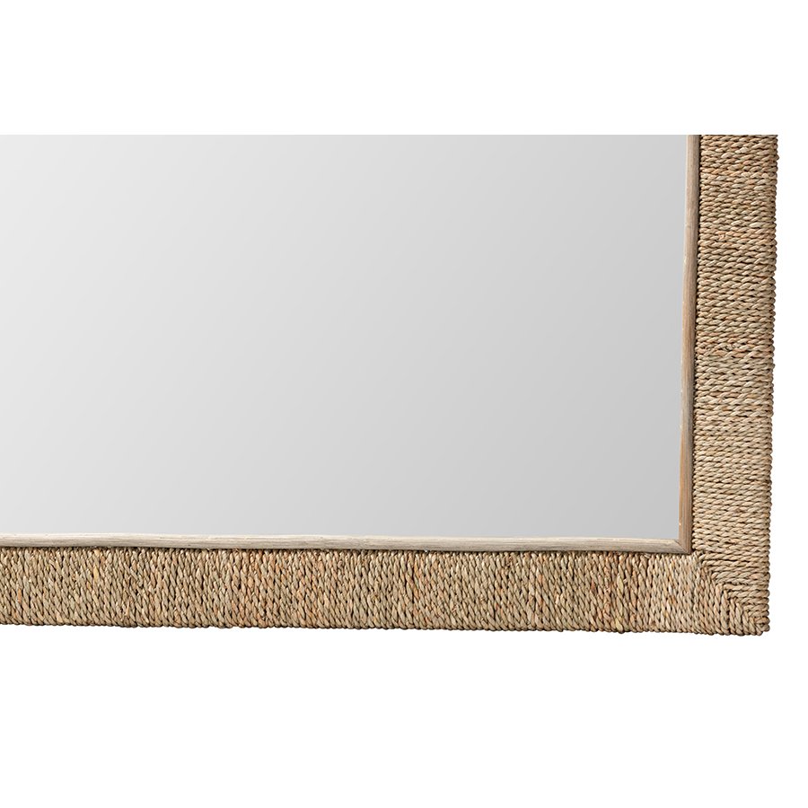 Geralyn Japandi Natural Seagrass Square Wall Mirror. Picture 2