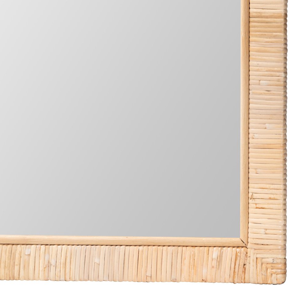 Lankston Bohemian Natural Rattan Square Accent Wall Mirror. Picture 2