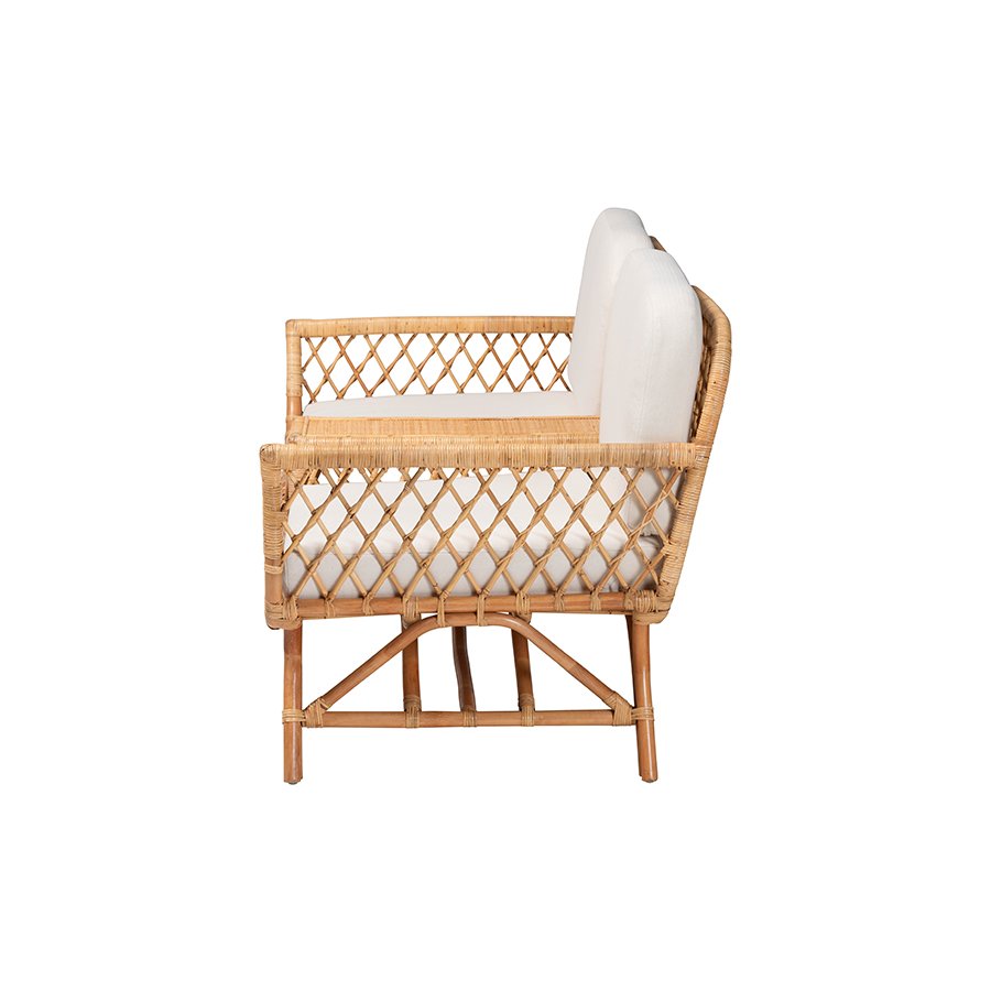 Pakis Bohemian Light Honey Rattan Tete-a-Tete Sofa. Picture 3