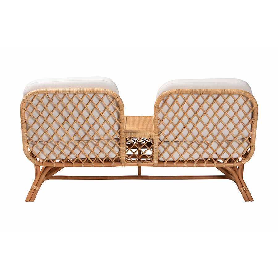 Pakis Bohemian Light Honey Rattan Tete-a-Tete Sofa. Picture 4
