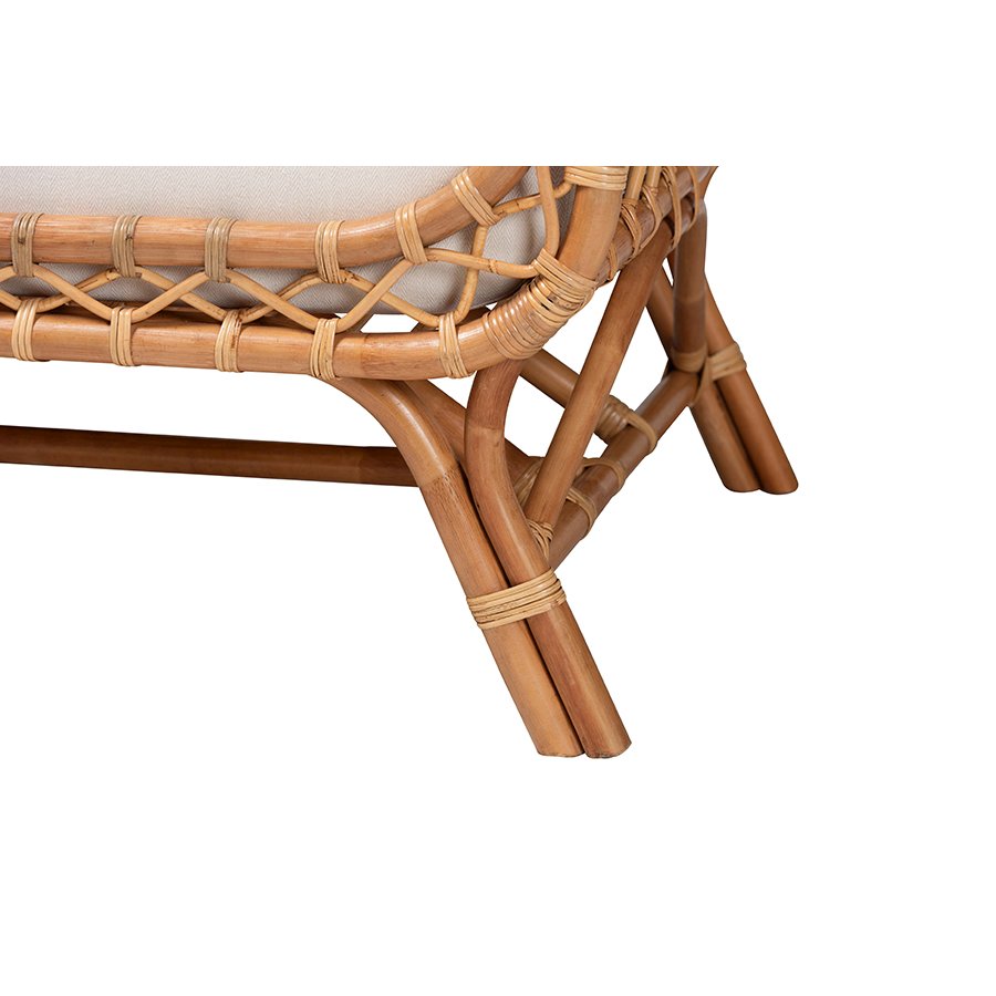Pakis Bohemian Light Honey Rattan Tete-a-Tete Sofa. Picture 7