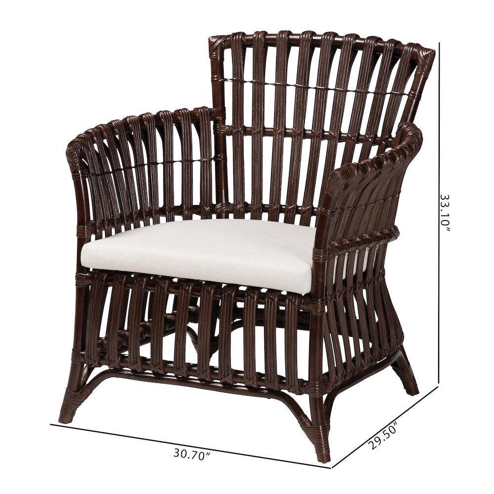 Brooklyn Bohemian Very Dark Brown Rattan Arm Chair. Picture 10