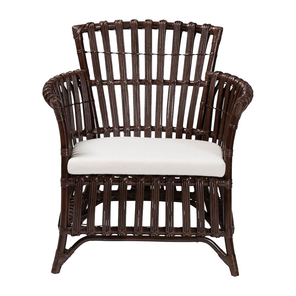 Brooklyn Bohemian Very Dark Brown Rattan Arm Chair. Picture 2