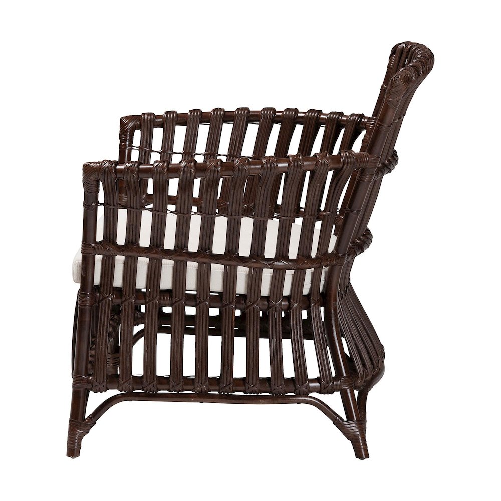 Brooklyn Bohemian Very Dark Brown Rattan Arm Chair. Picture 3