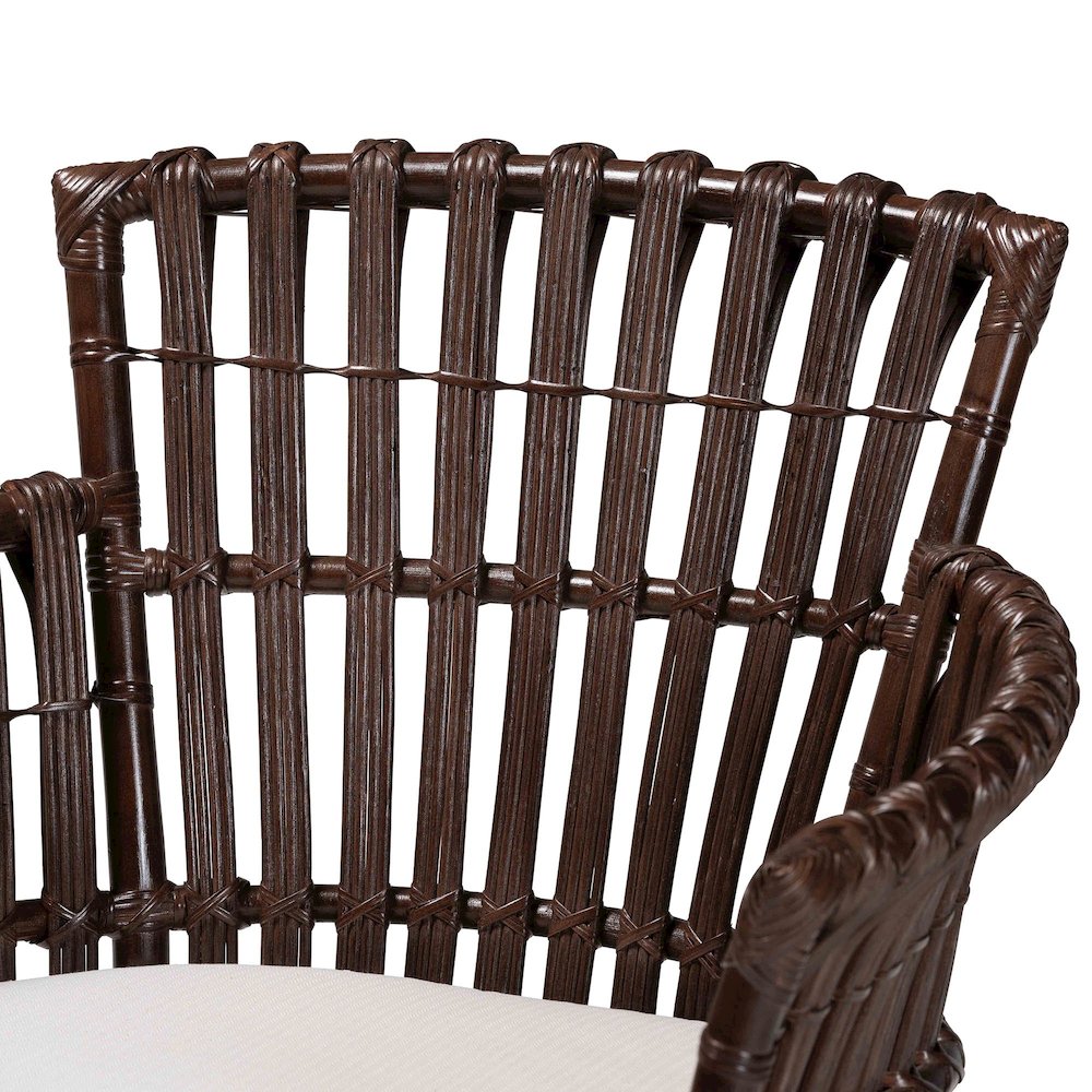 Brooklyn Bohemian Very Dark Brown Rattan Arm Chair. Picture 5