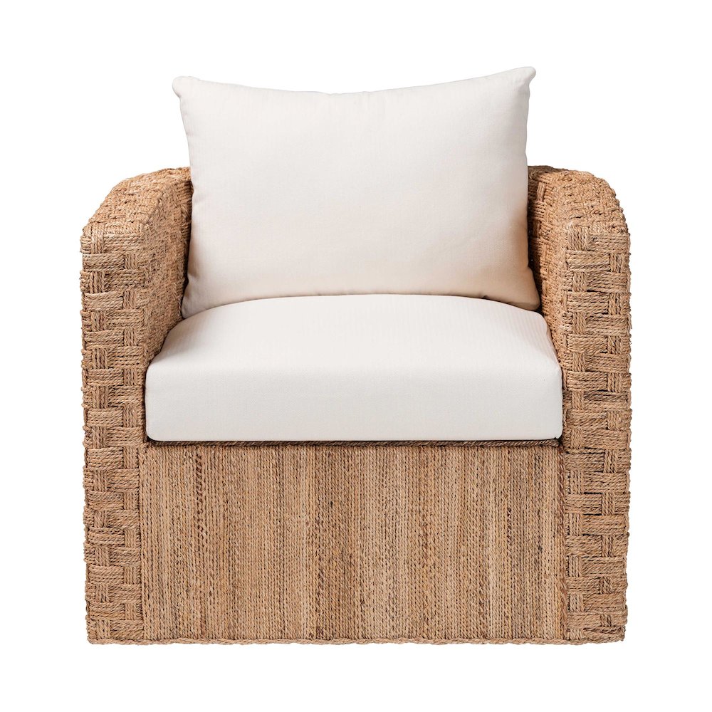Rhinos Bohemian Light Brown Seagrass Tuxedo Arm Chair. Picture 2