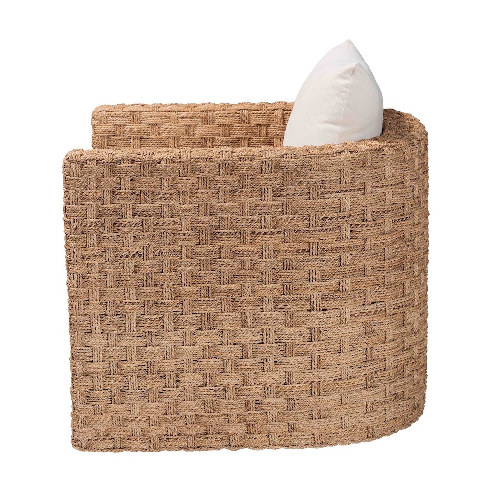 Rhinos Bohemian Light Brown Seagrass Tuxedo Arm Chair. Picture 3