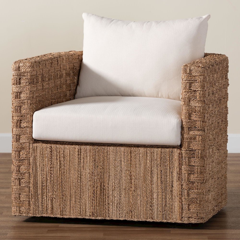 Rhinos Bohemian Light Brown Seagrass Tuxedo Arm Chair. Picture 8
