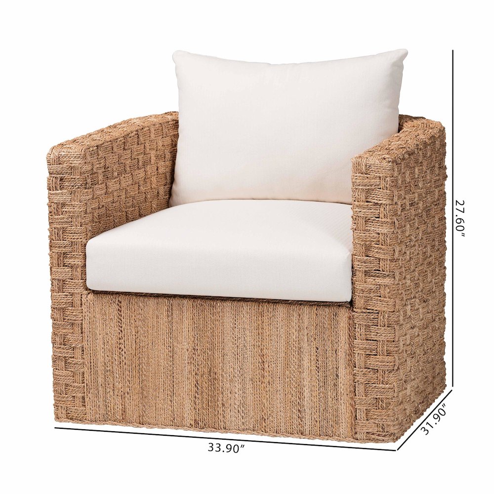 Rhinos Bohemian Light Brown Seagrass Tuxedo Arm Chair. Picture 9