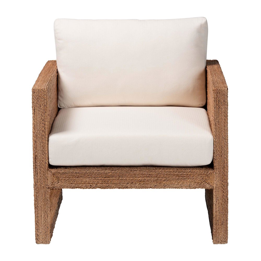 Helina Bohemian Bleached Seagrass and Acacia Wood Arm Chair. Picture 2