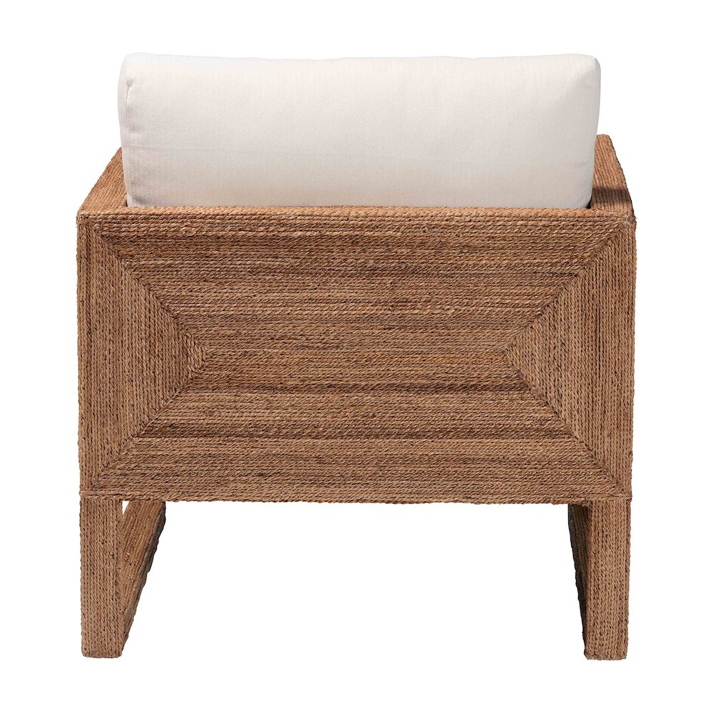 Helina Bohemian Bleached Seagrass and Acacia Wood Arm Chair. Picture 4