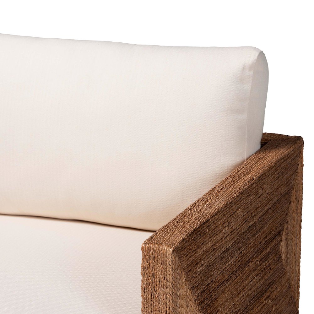 Helina Bohemian Bleached Seagrass and Acacia Wood Arm Chair. Picture 5