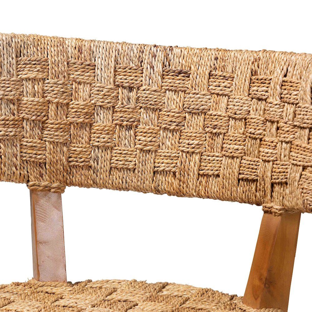 Sabit Bohemian Seagrass and Mahogany Wood Counter Stool. Picture 5