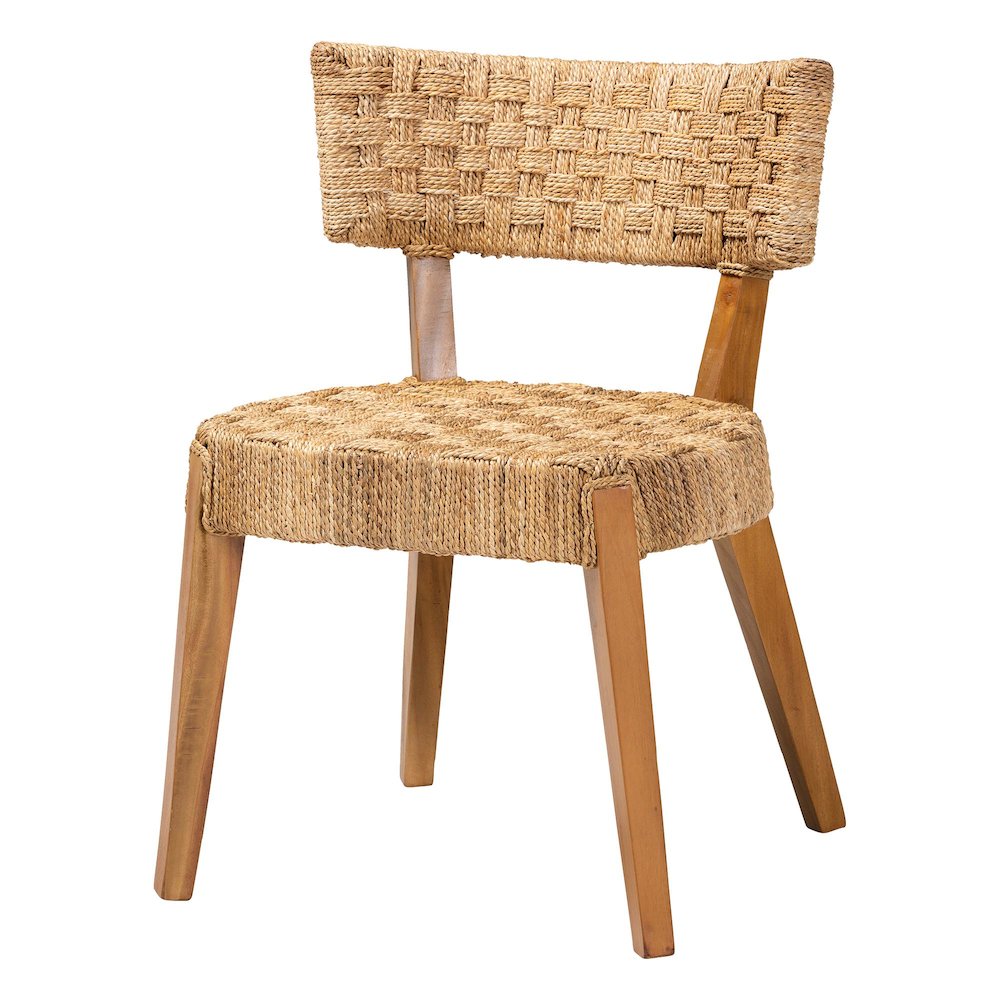 Sabit Bohemian Seagrass and Mahogany Wood Dining Chair. Picture 1