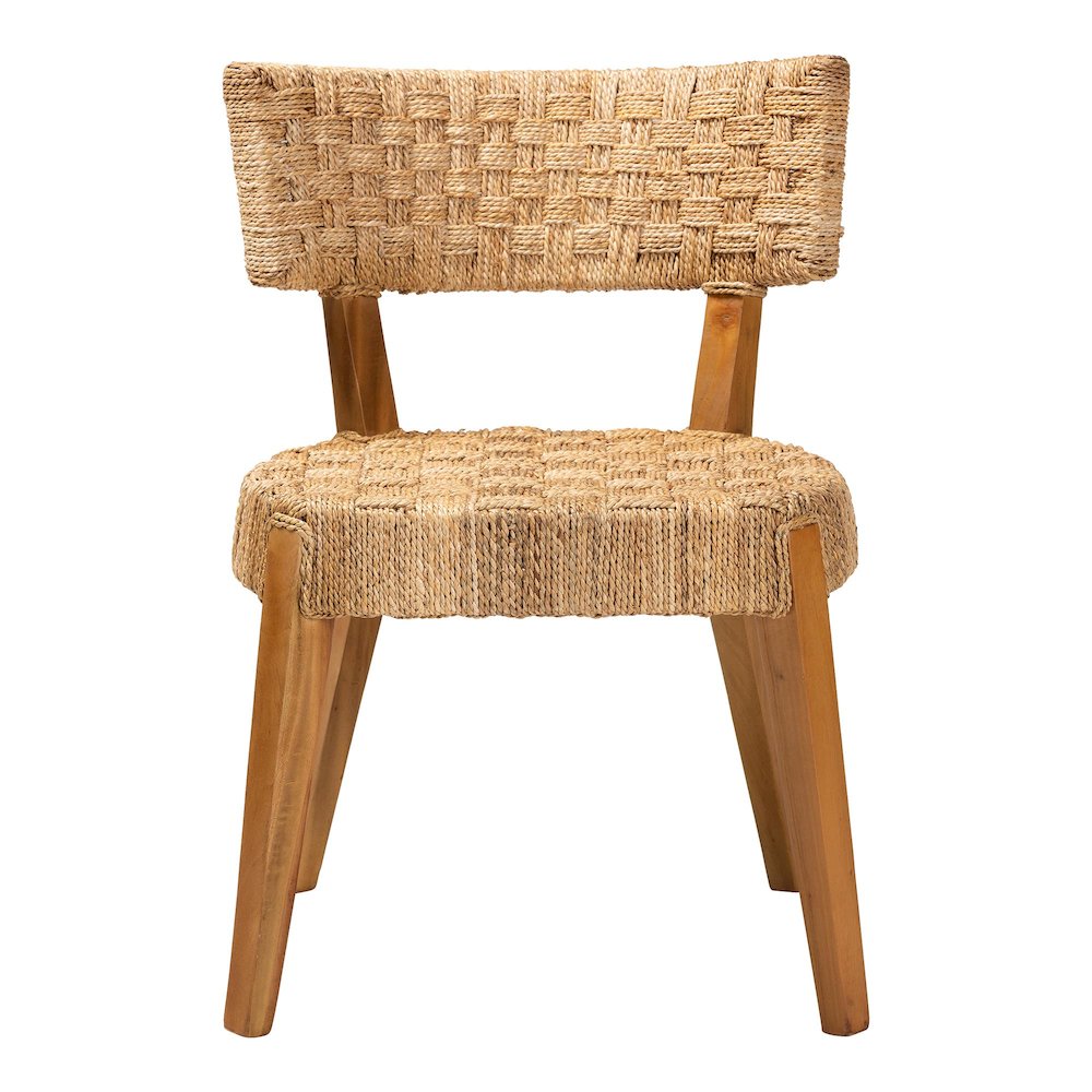 Sabit Bohemian Seagrass and Mahogany Wood Dining Chair. Picture 2