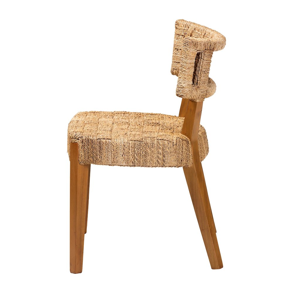 Sabit Bohemian Seagrass and Mahogany Wood Dining Chair. Picture 3