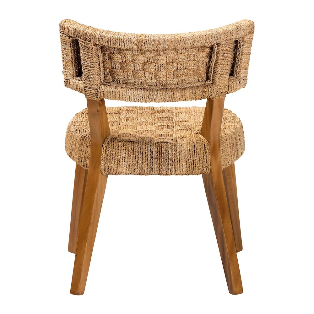 Sabit Bohemian Seagrass and Mahogany Wood Dining Chair. Picture 4