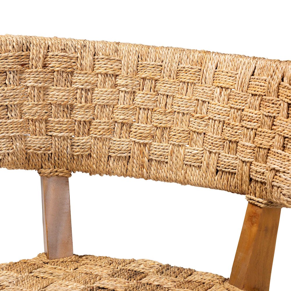 Sabit Bohemian Seagrass and Mahogany Wood Dining Chair. Picture 5
